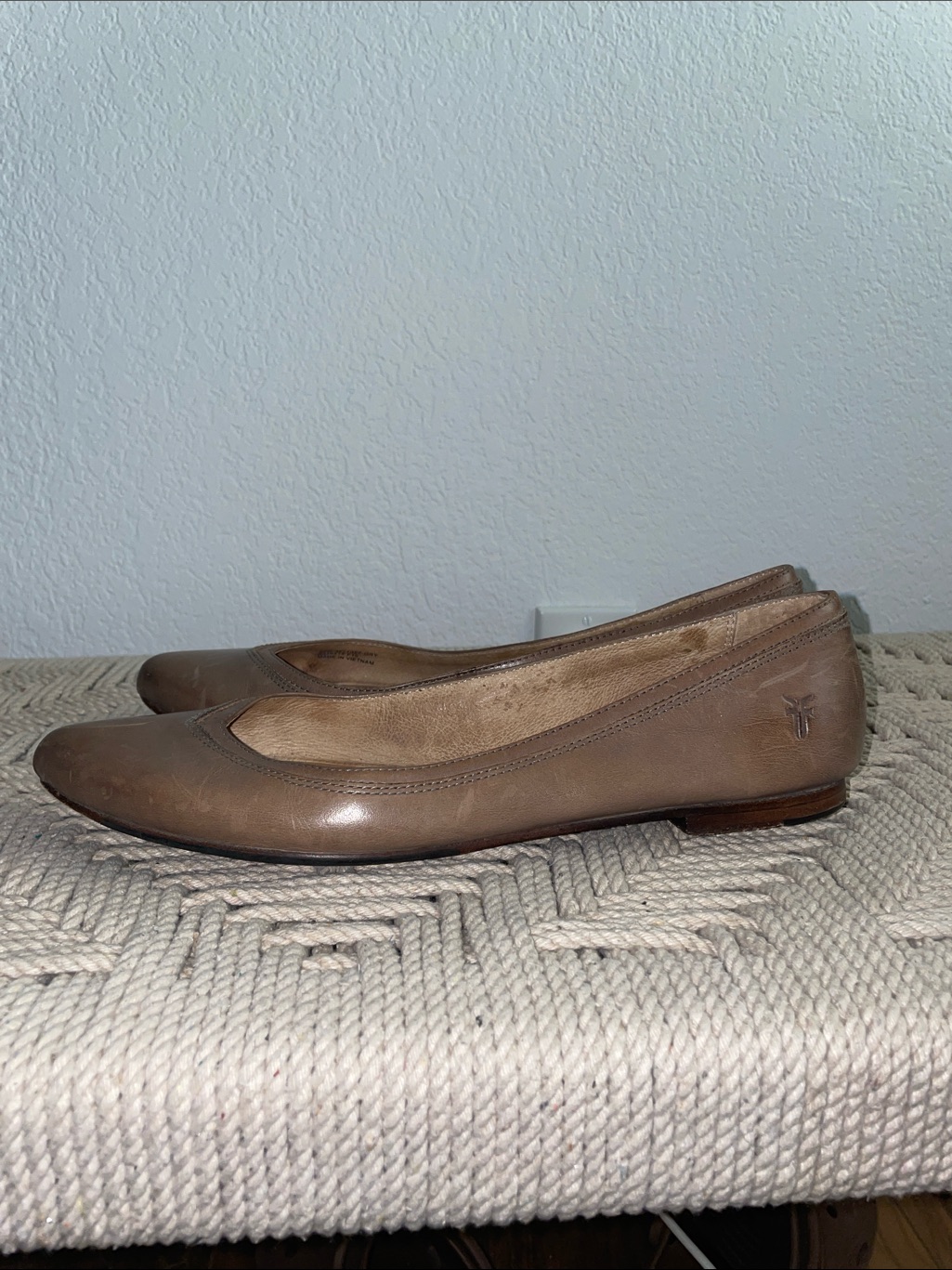 Frye Taupe Brown Leather Ballet Flats